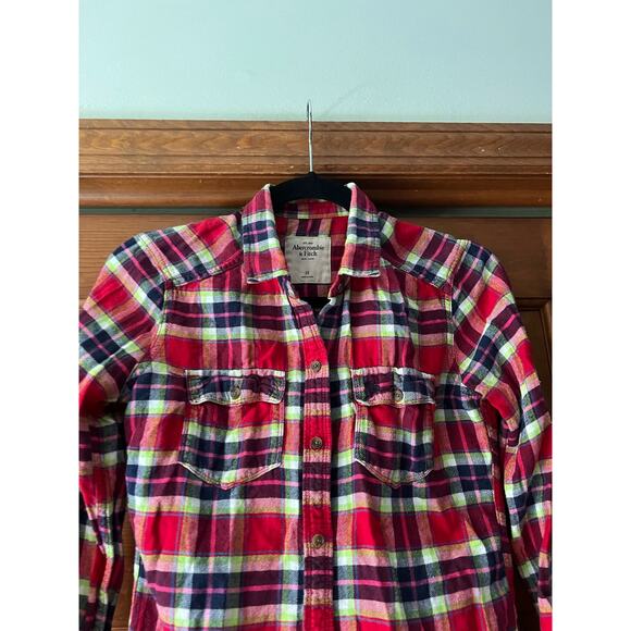 Abercrombie & Fitch Women's Check Button Up Shirt Long Sleeve Multicolor SZ XS - Picture 2 of 8